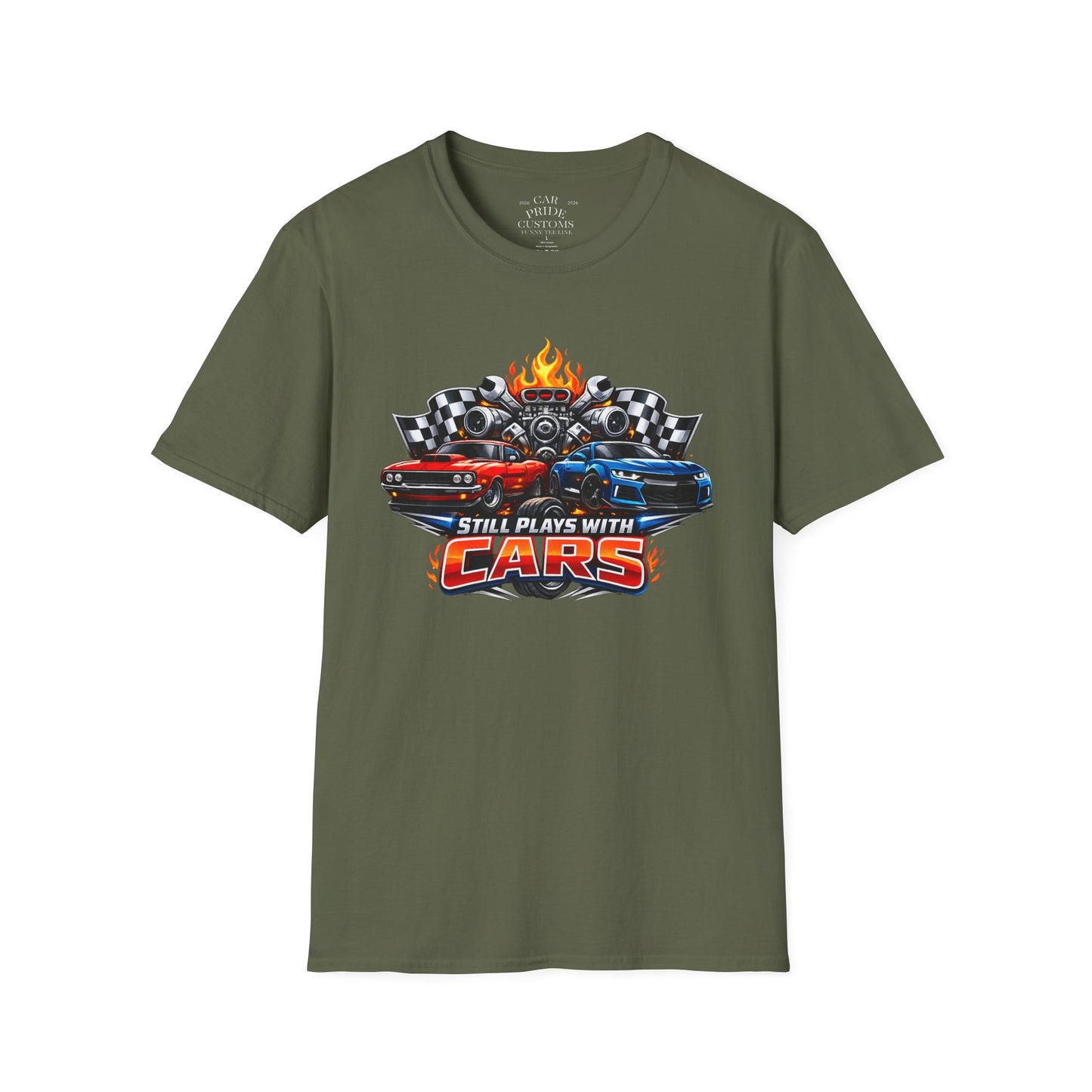 Still Plays with Cars | Funny T-Shirt | Fathers Day Gift for Dad | Muscle Car Shirt | Car Lover Gift