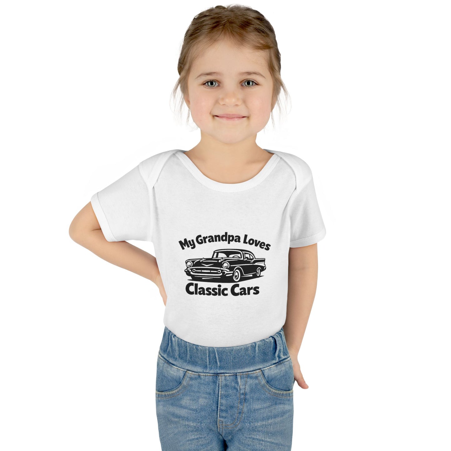 Funny Car Baby Onesie | Classic Car | Grandpa Car Lover Gift | 1957 Chevrolet Bel Air | Grandpa Likes Cars