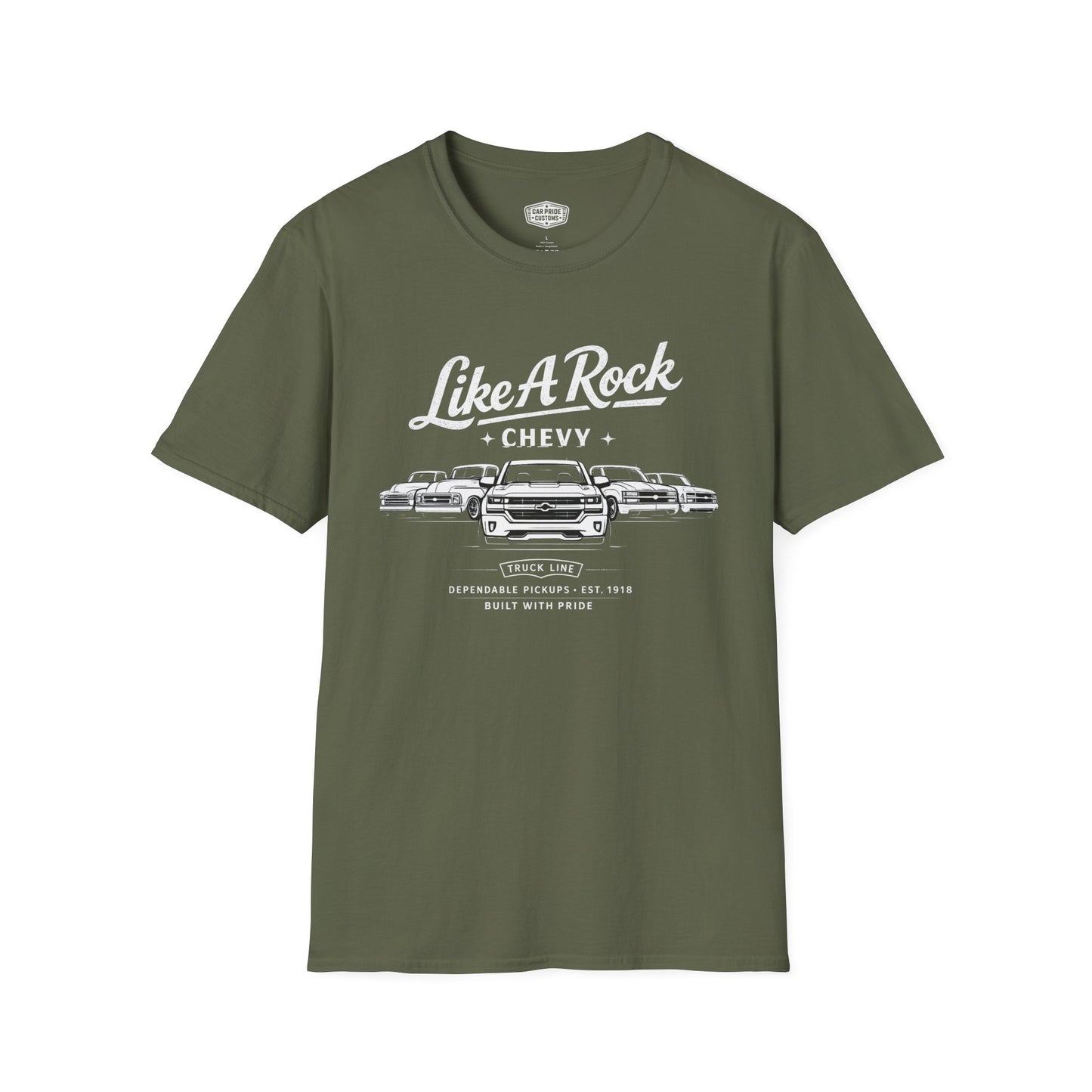 Chevy Truck Line Evolution T-Shirt | Like A Rock Chevy Pickup Graphic Tee | Classic Chevrolet Shirt