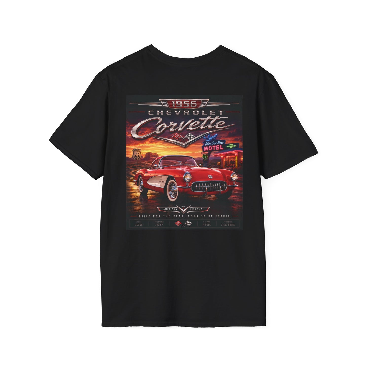 1956 Corvette American Legend – Classic Route 66 Edition | Car Lover T-Shirt | Fathers Day Gift | Chevrolet Corvette