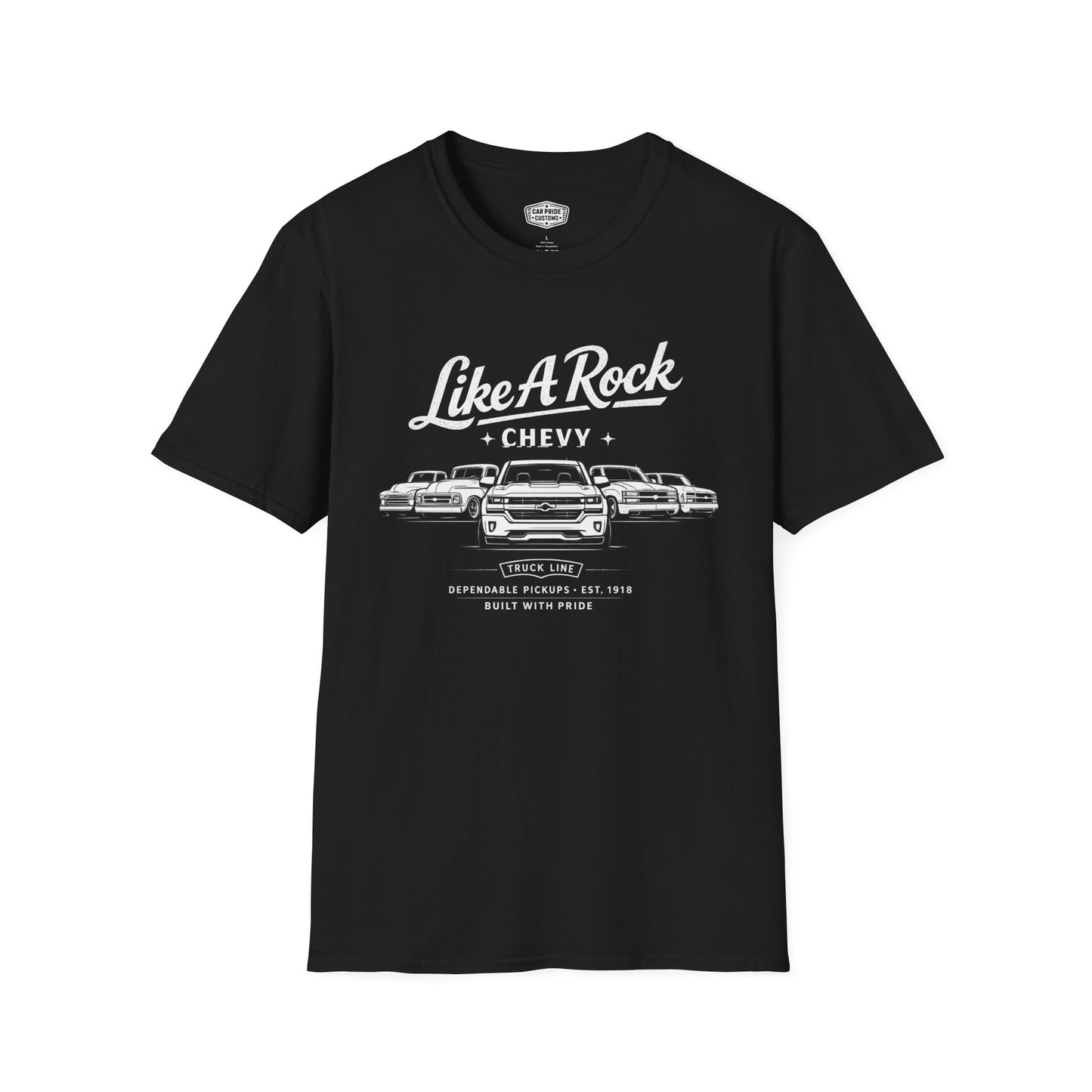 Chevy Truck Line Evolution T-Shirt | Like A Rock Chevy Pickup Graphic Tee | Classic Chevrolet Shirt