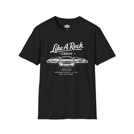 Chevy Truck Line Evolution T-Shirt | Like A Rock Chevy Pickup Graphic Tee | Classic Chevrolet Shirt