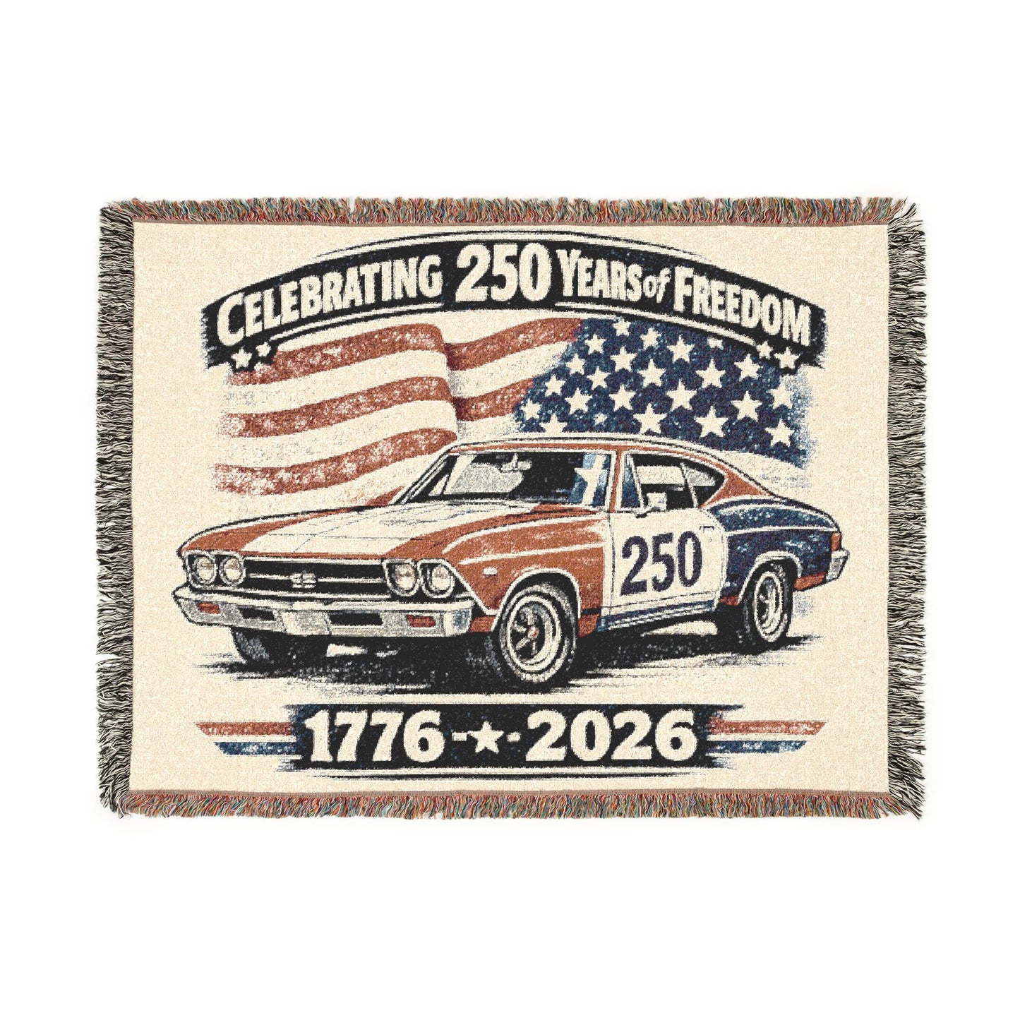 Chevelle Woven Throw Americana Patriotic Blanket | Automotive Home Decor | Collector Gift | Fathers Day Gift | Car Lover Gift