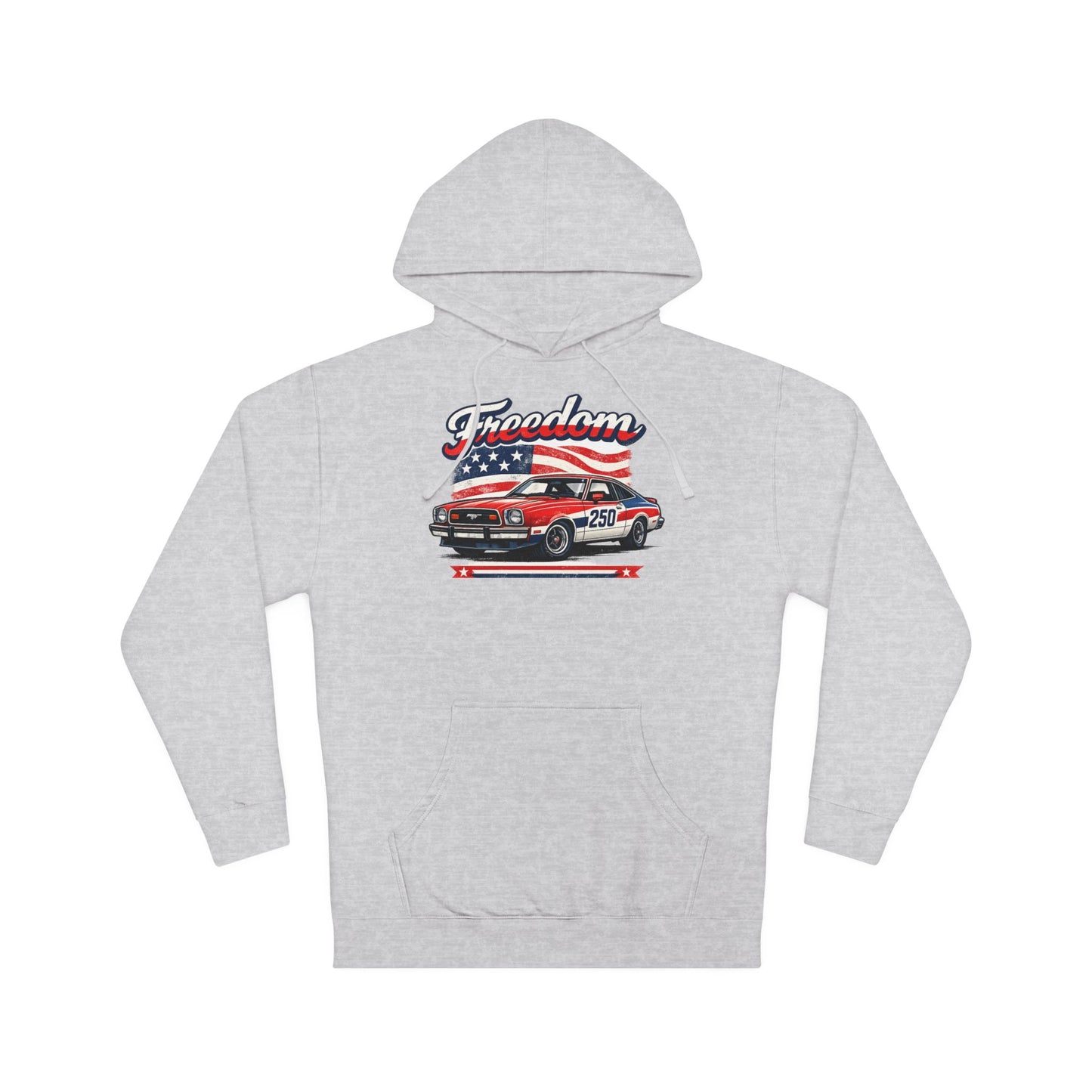 Freedom Mustang II 250 Patriotic American Muscle Car Hoodie| Fathers Day Gift | Car Enthusiast Hoodie