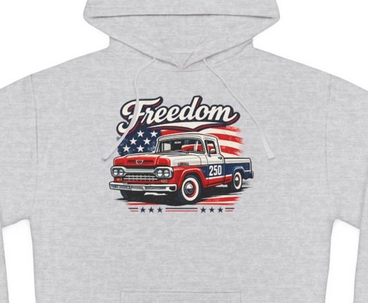 Freedom Ford F100 Pickup 250 Patriotic American Muscle Car Hoodie| Fathers Day Gift | Car Enthusiast Hoodie